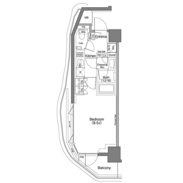 1Kの間取りです。