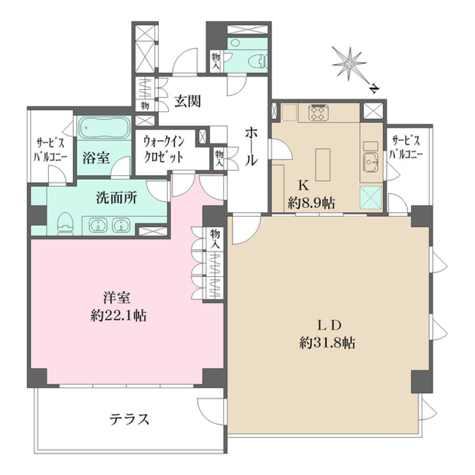 ＢｌｏｓｓｏｍＴｅｒｒａｃｅ　102号室　［ペット可］の間取り図
