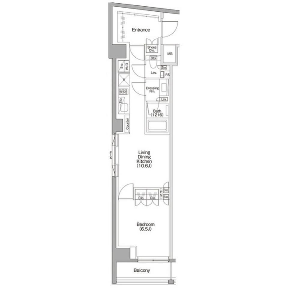 ザ・パークハビオＳＯＨＯ代々木公園　２０１号室［ペット可］の間取り図