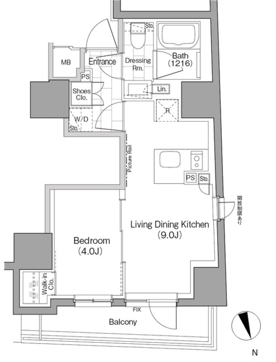 ザ・パークハビオ品川戸越 301号室［ペット可］の間取り図