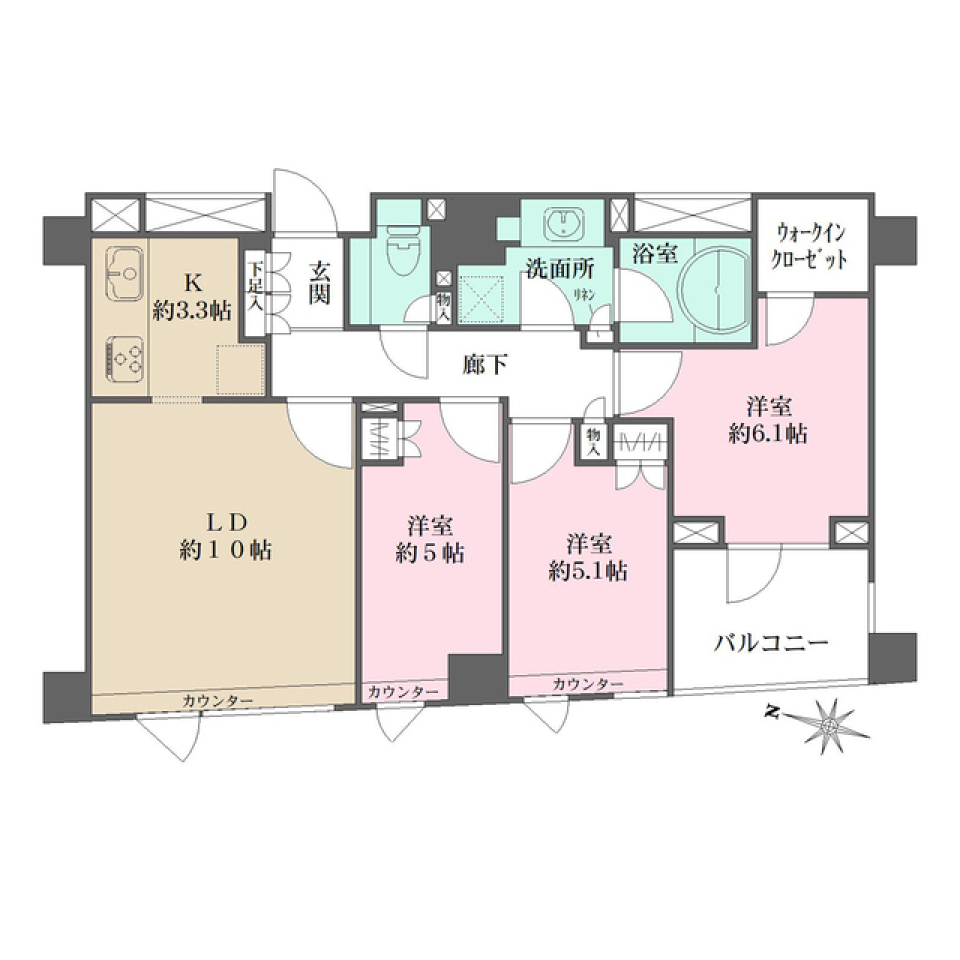 パークハウス中目黒 403号室［ペット可］の間取り図