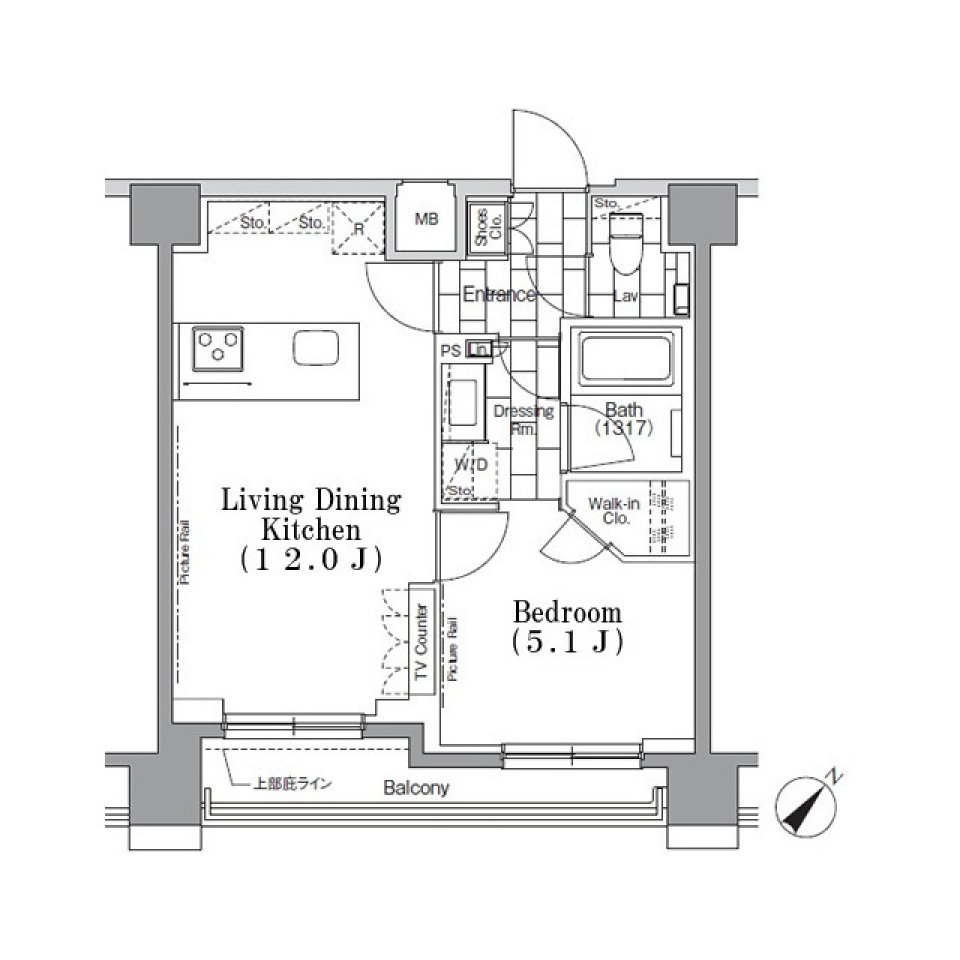 ＯＮＥ　ＲＯＯＦ　ＦＬＡＴ　ＴＳＵＫＩＳＨＩＭＡ 803号室 ［ペット可］の間取り図