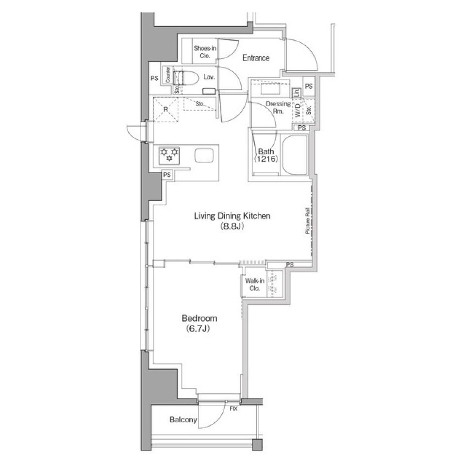 ザ・パークハビオ日本橋箱崎町 901号室［ペット可］の間取り図