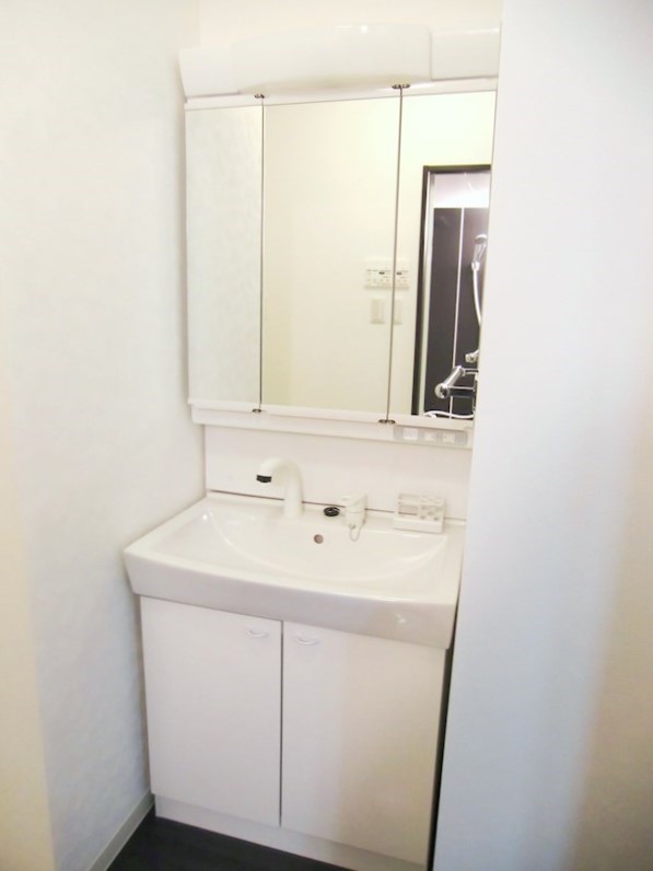 洗面はシンプルですが三面鏡だったりシャワー付きだったり、機能は十分です