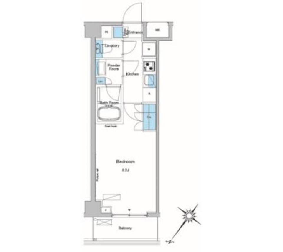 グレーと白の清潔感コントラストの間取り図