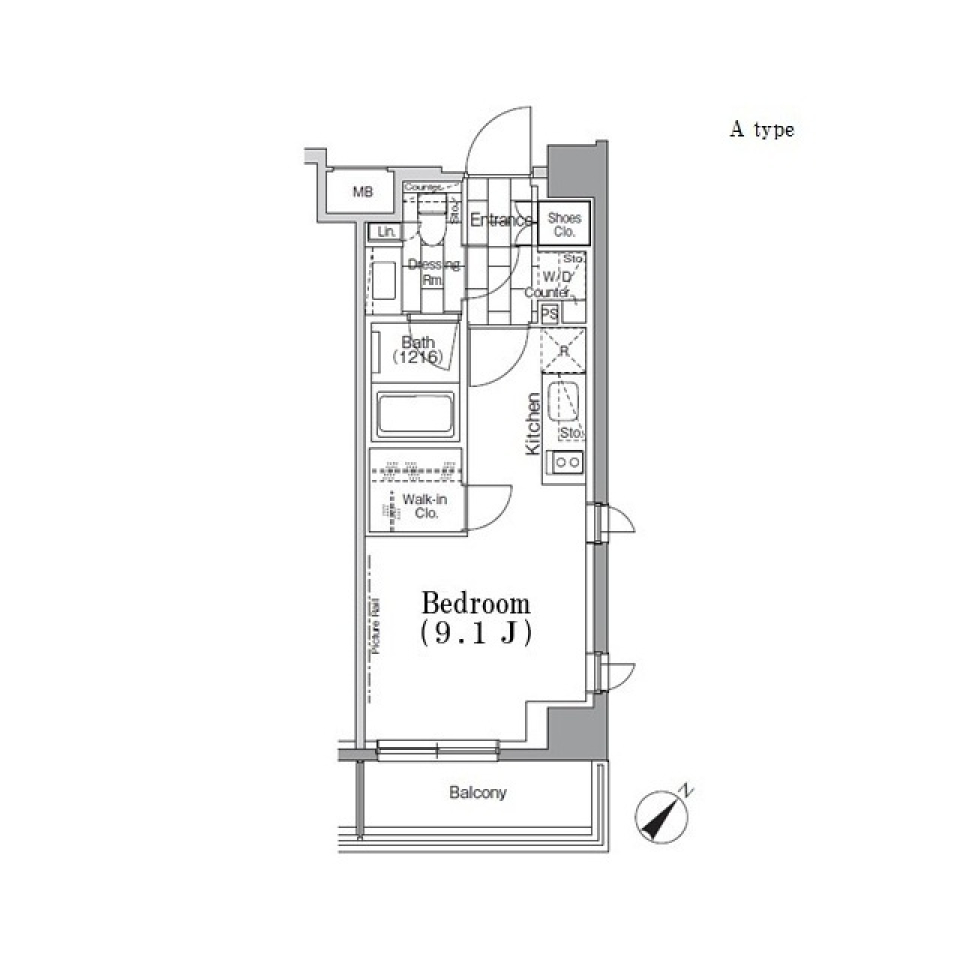ＯＮＥ　ＲＯＯＦ　ＦＬＡＴ　ＴＳＵＫＩＳＨＩＭＡ　301号室［ペット可］の間取り図
