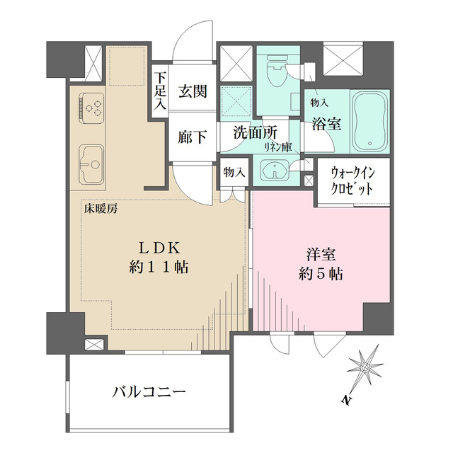 1LDKの間取りです。