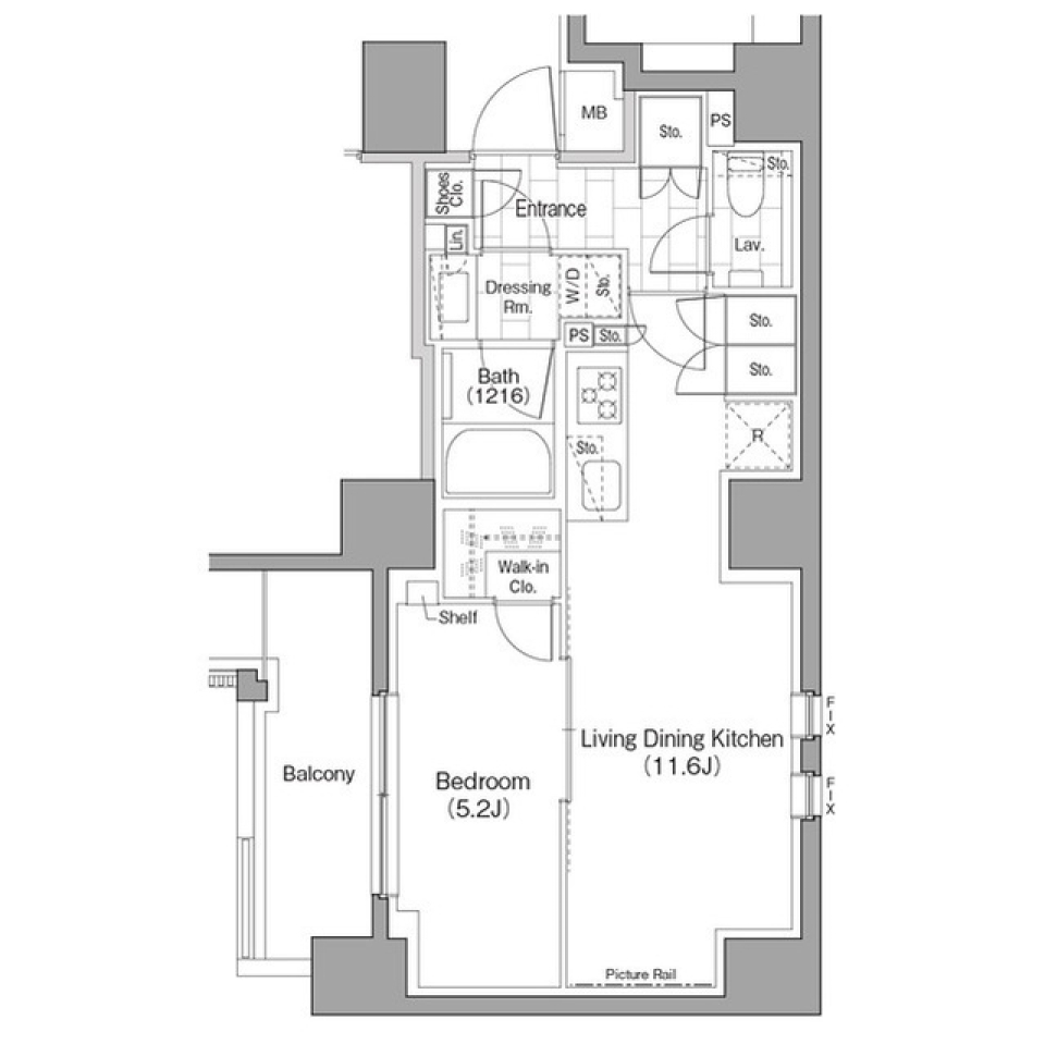 ザ・パークハビオ浅草駒形　1001号室　［ペット可］の間取り図