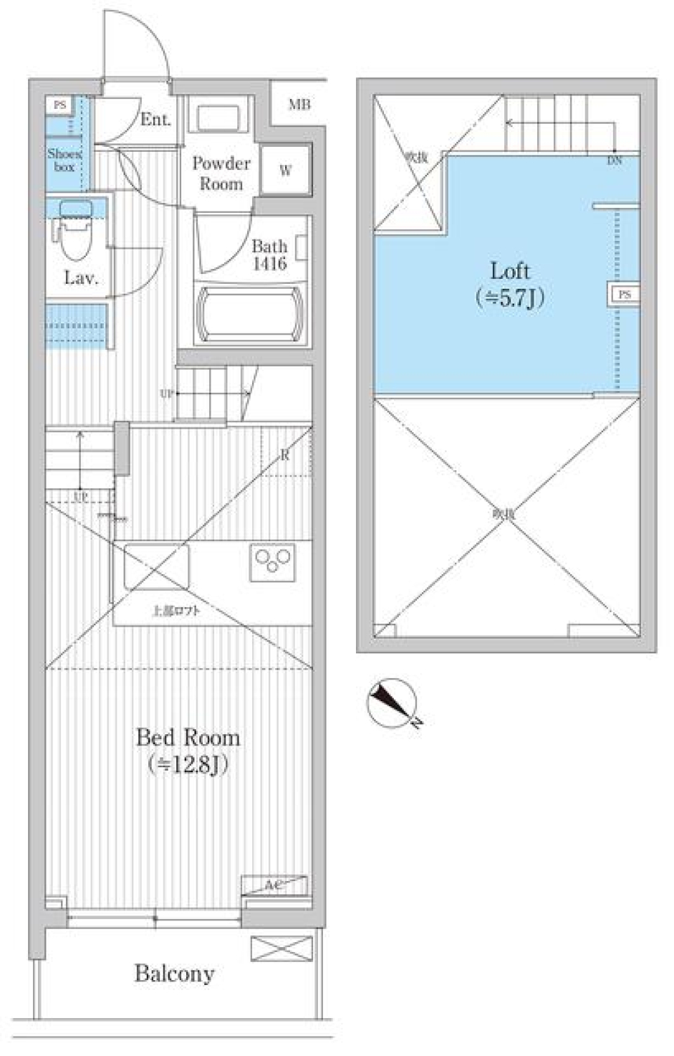ロフトから広がる空間美の間取り図