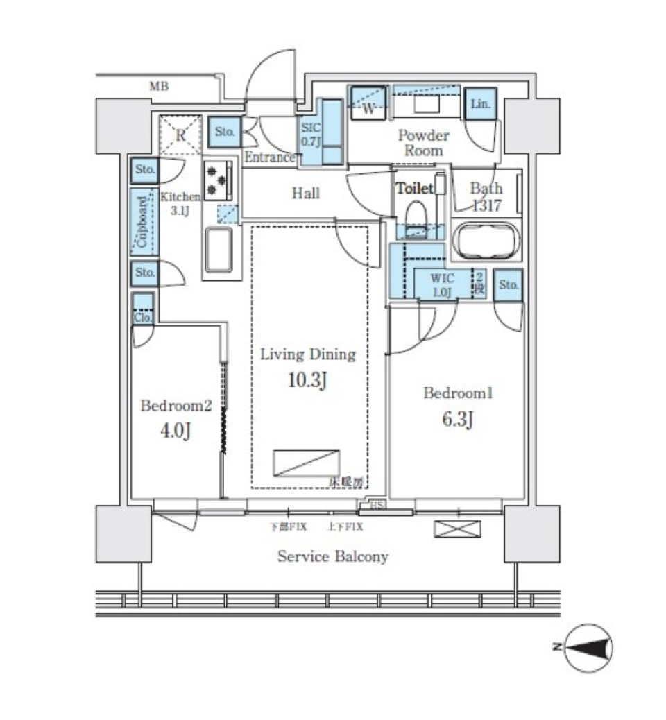 ＴＨＥ　ＹＯＫＯＨＡＭＡ　ＦＲＯＮＴ　ＴＯＷＥＲ　1612号室［新築］の間取り図