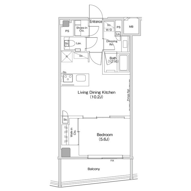 1LDKの間取りです。