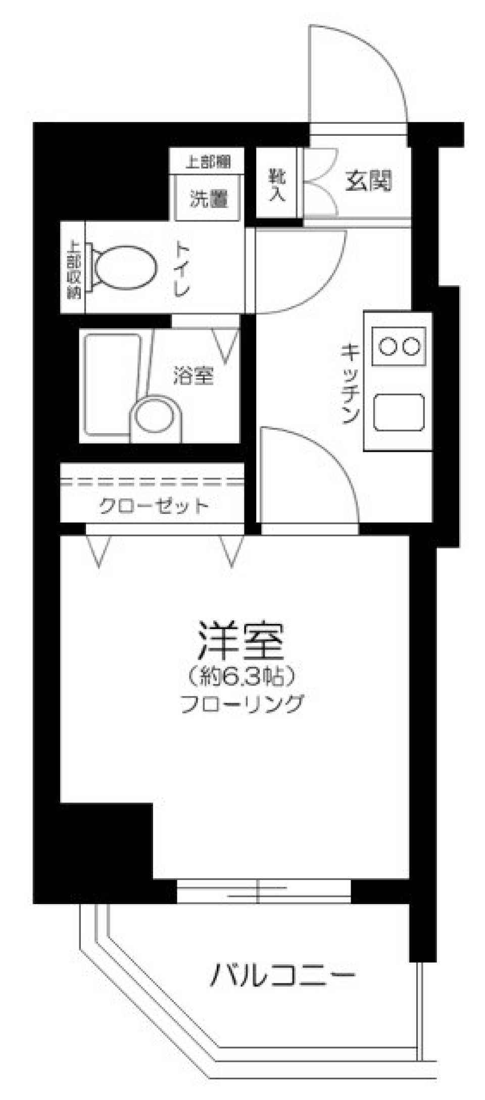 スタイリッシュな1Kライフの間取り図