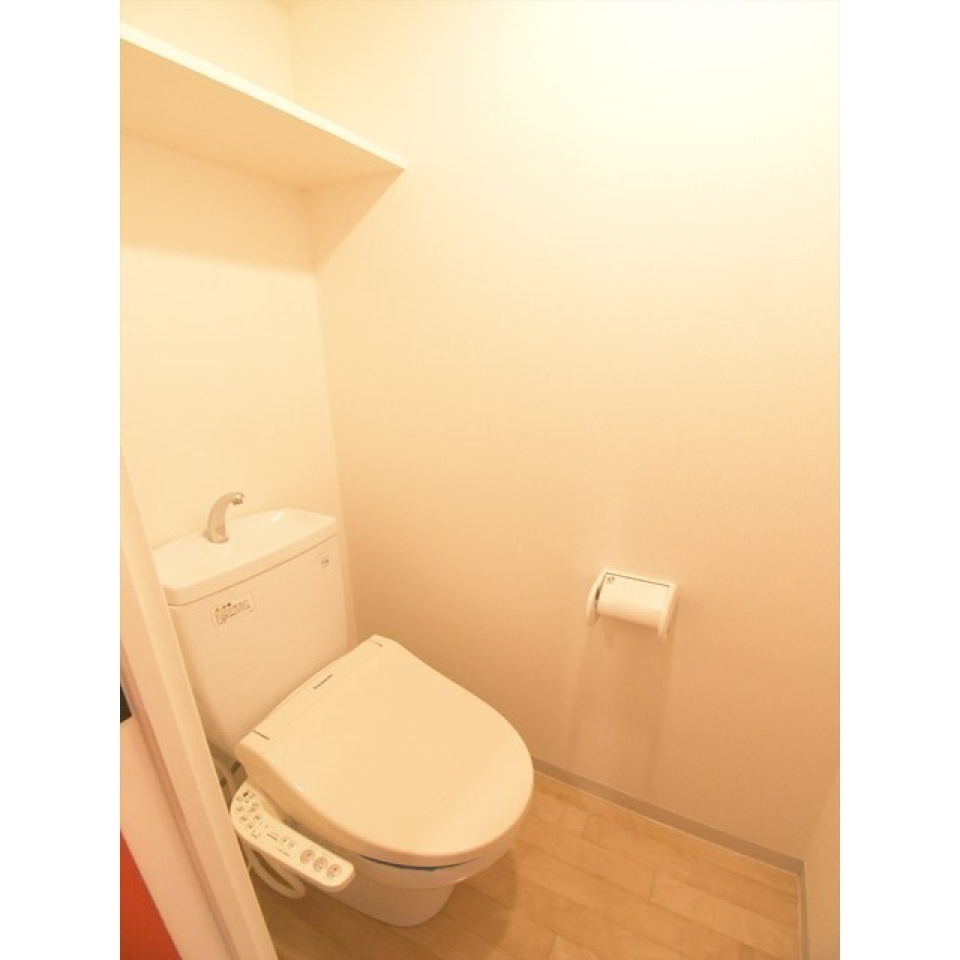 棚があるので日用品や掃除用具をストックしやすそう。