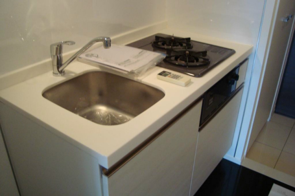 ２口のガスコンロが設置されています。