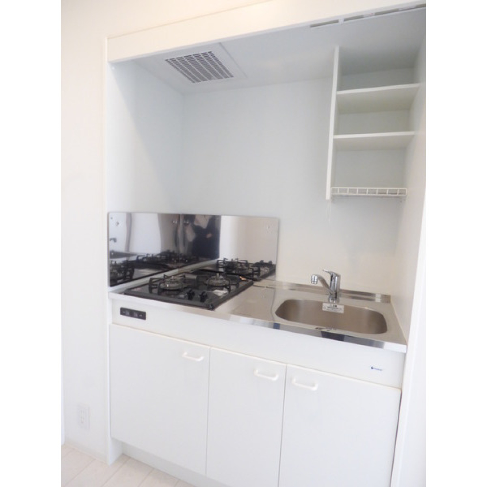 ２口のガスコンロが設置されています。