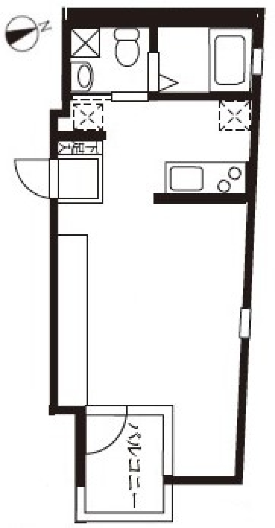 地下のインダストリアルな生活空間の間取り図