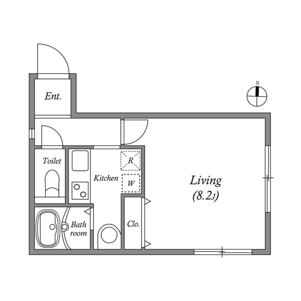 モダンスタイリッシュな１K［ペット可］の間取り図