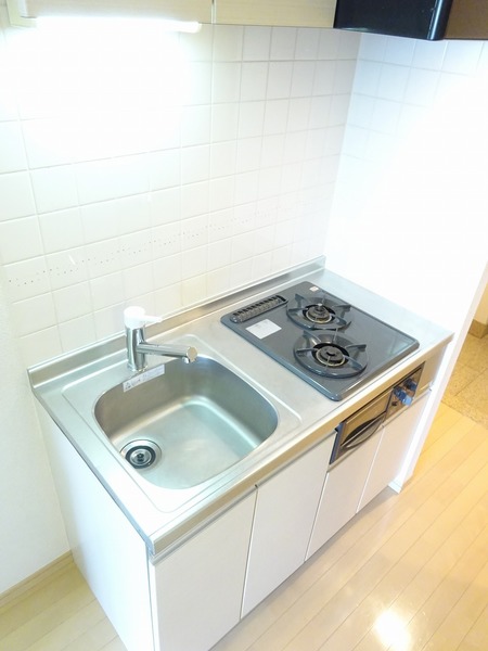 ２口のガスコンロが設置されています。