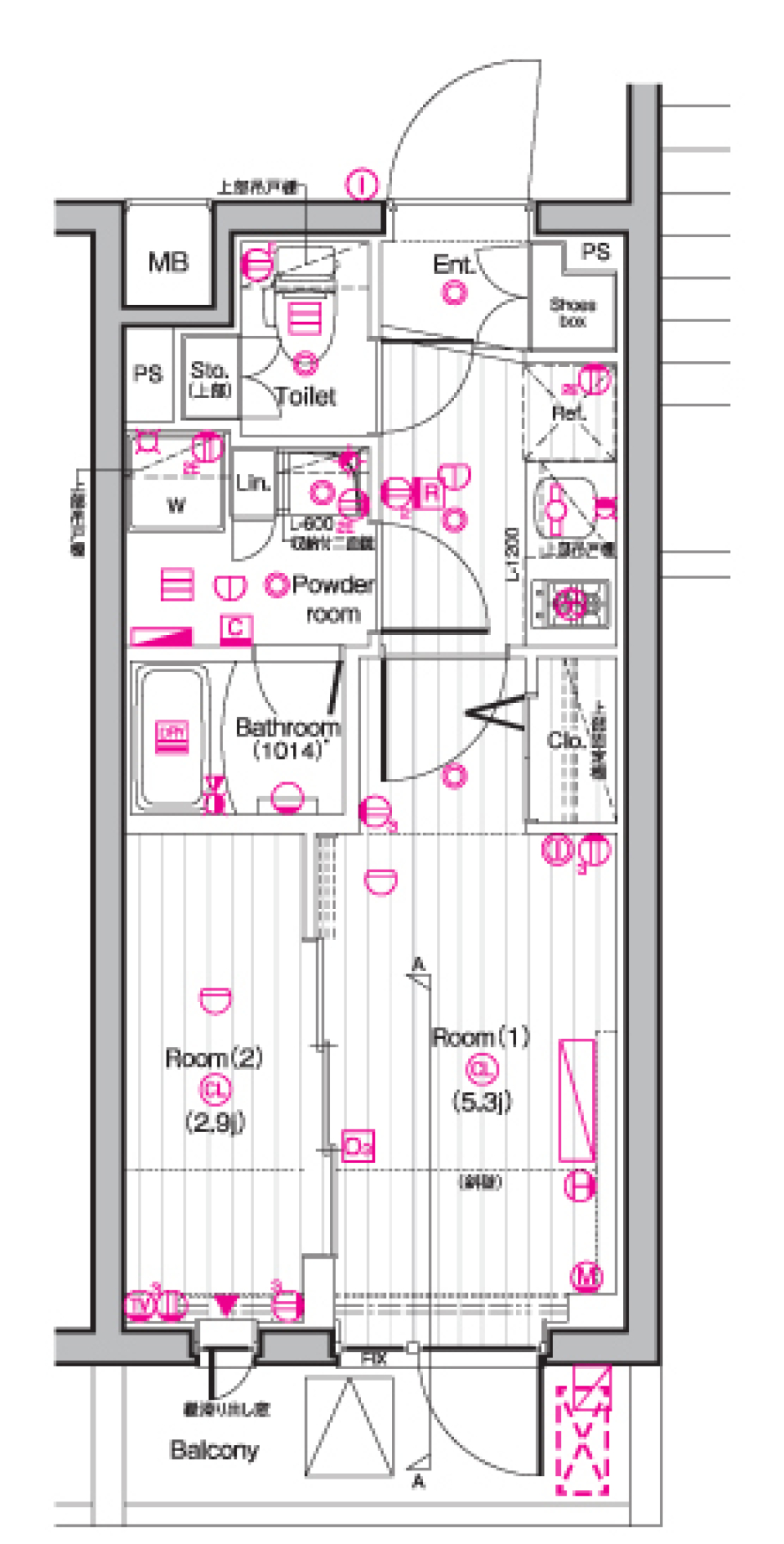 究極のホワイトな部屋［ペット可］の間取り図