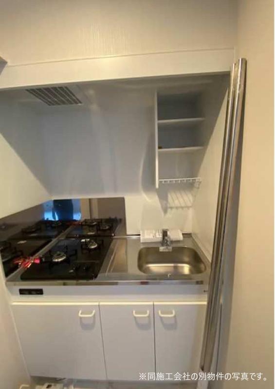 ２口のガスコンロが設置されています。