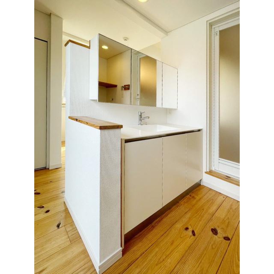 洗面台はかなり広々。忙しい朝の身支度も楽になりそうです。