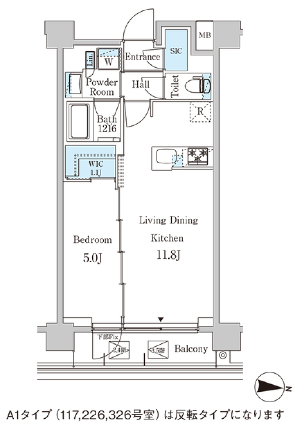 ジオエント中野弥生町　３２６号室の間取り図