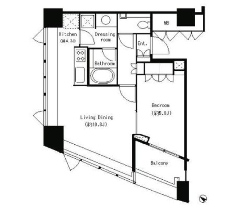 疲れた時にはのんびり日光浴の間取り図