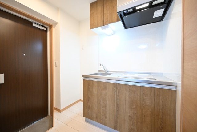 キッチンは玄関を開けたすぐに設置されています。