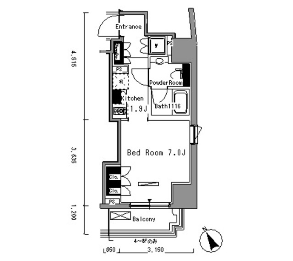 斜め上からも光を取り入れて［ペット可］の間取り図