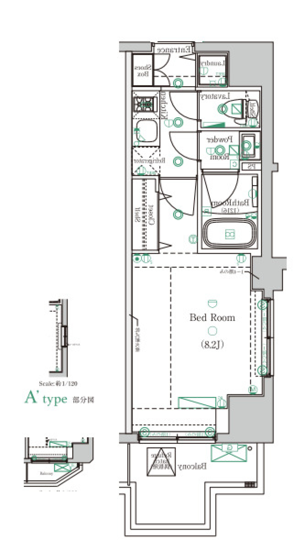 ダークトーンとホワイトのコントラスト［ペット可］の間取り図
