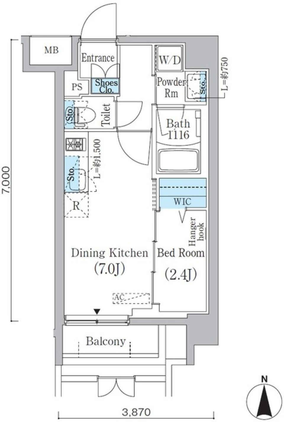 モノクロの大人の落ち着きの間取り図