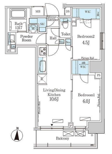 2LDKの間取りです。