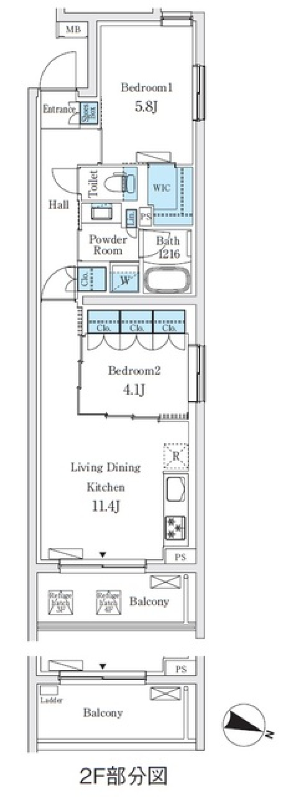 おしゃれな２LDKの生活を始めるの間取り図