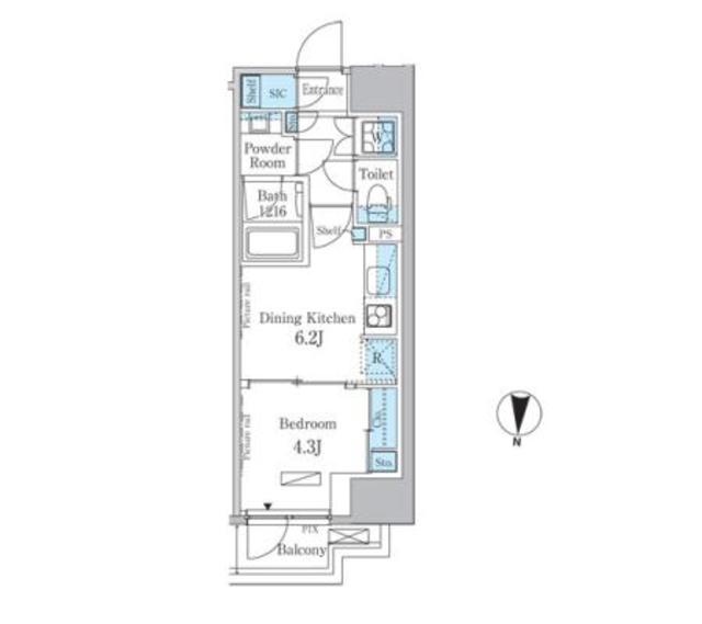 1DKの間取りです。