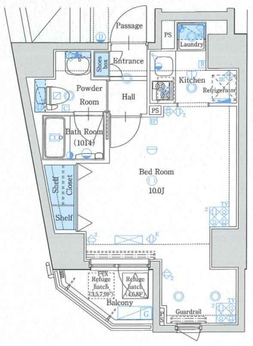 大田区の１Kでペットと暮らすの間取り図