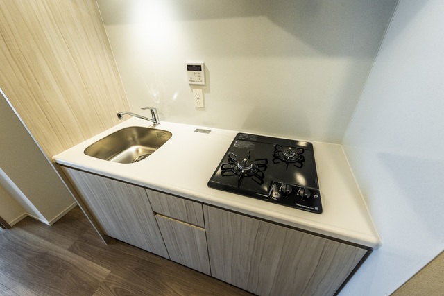 2口のガスコンロ付きです。
※写真は同タイプ住戸です。