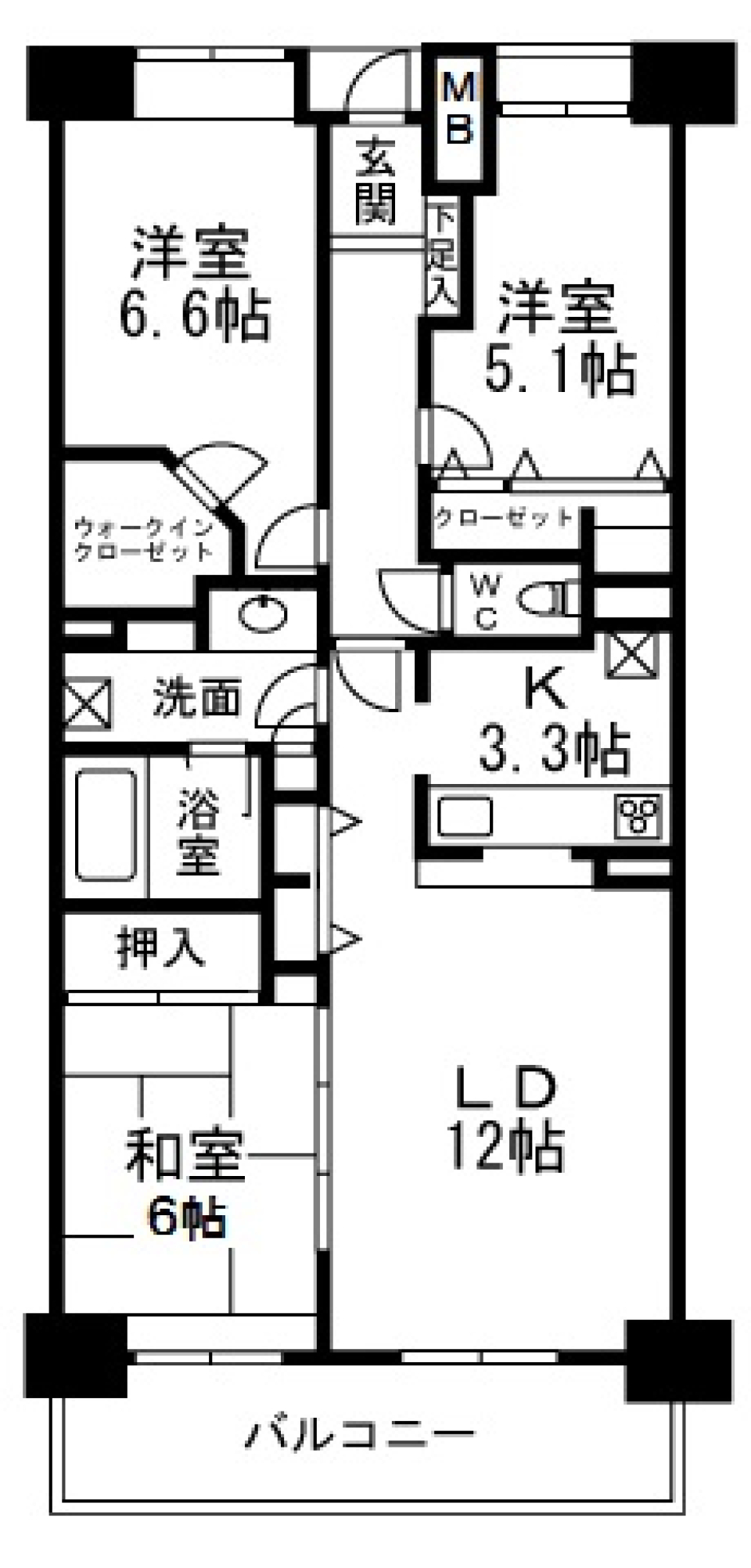 高層階で家族みんなとの間取り図