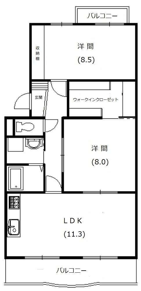 ふたり暮らしにピッタリの広さ