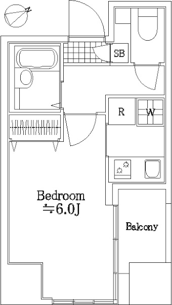 1Rの間取りです。