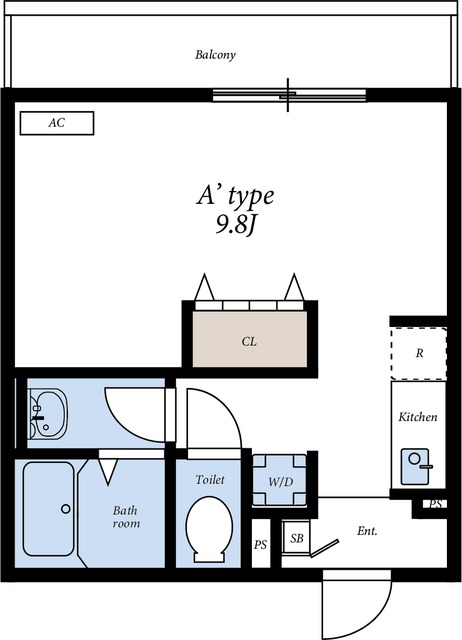 1Rの間取りです。