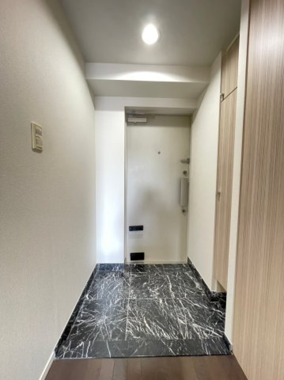 大理石風の玄関。ラグジュアリーな空間です。