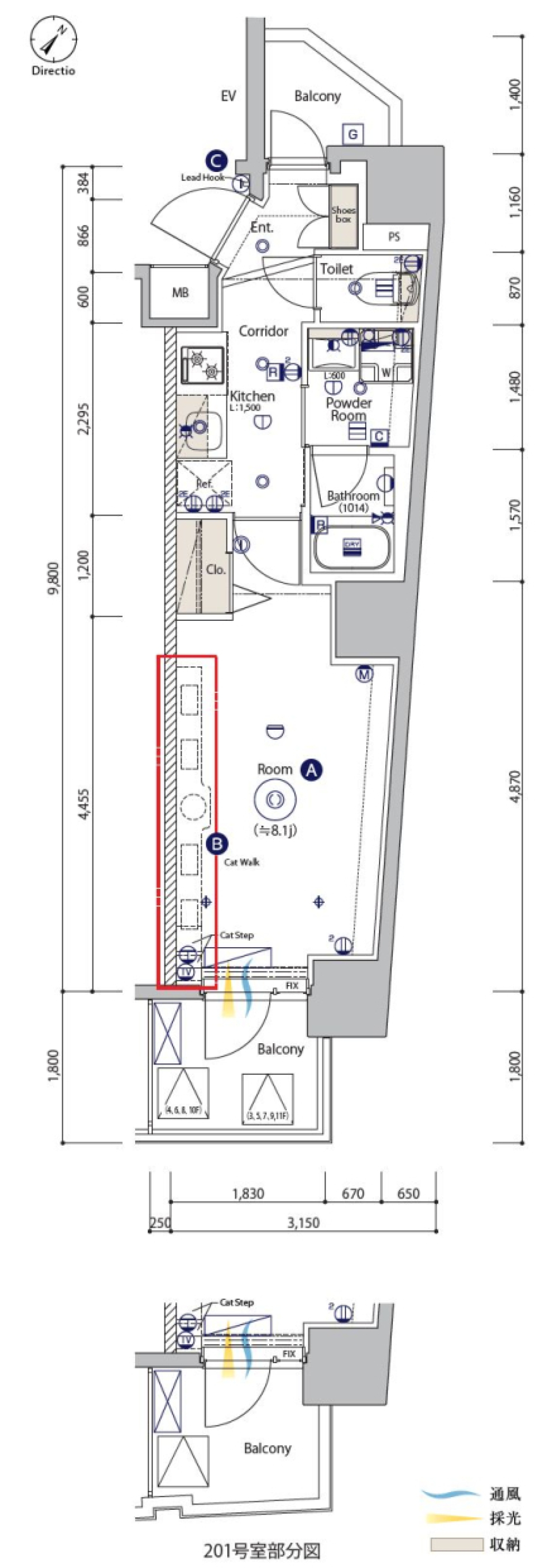 SYNEX YOKOHAMA-AOKICHO　1001号室［ペット可］の間取り図