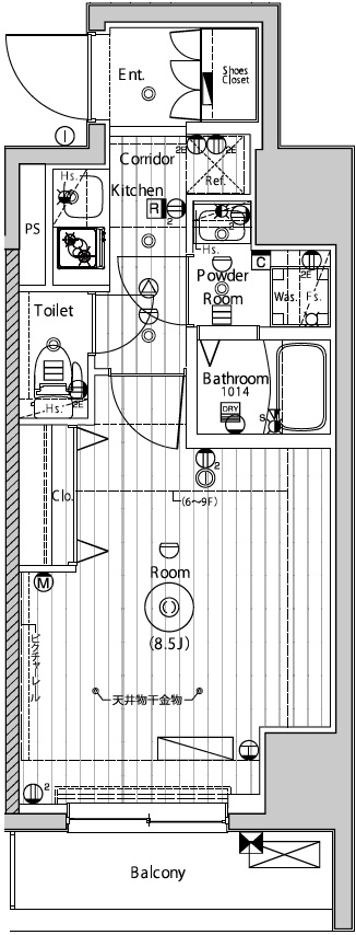 1Kの間取りです。