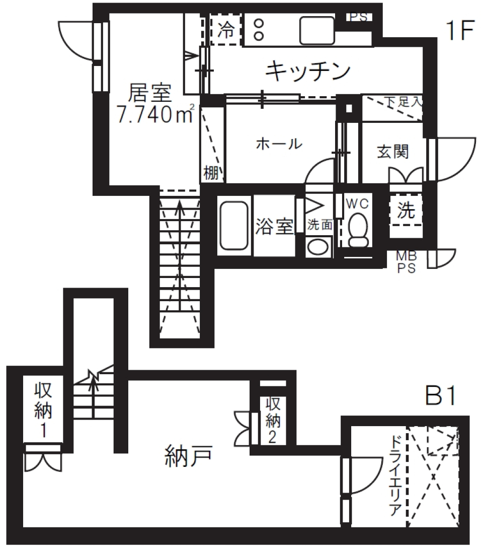 ミオテゾーロ哲学堂カーザ　0104号室の間取り図