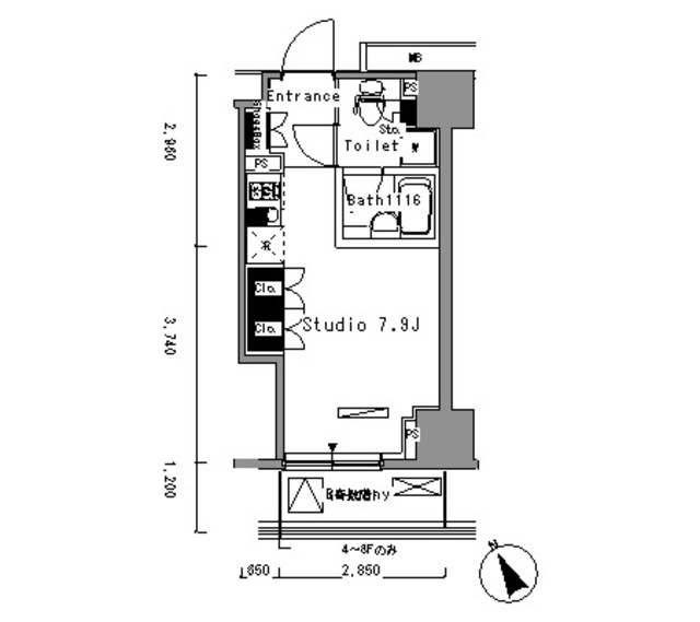 １Rの間取りです。