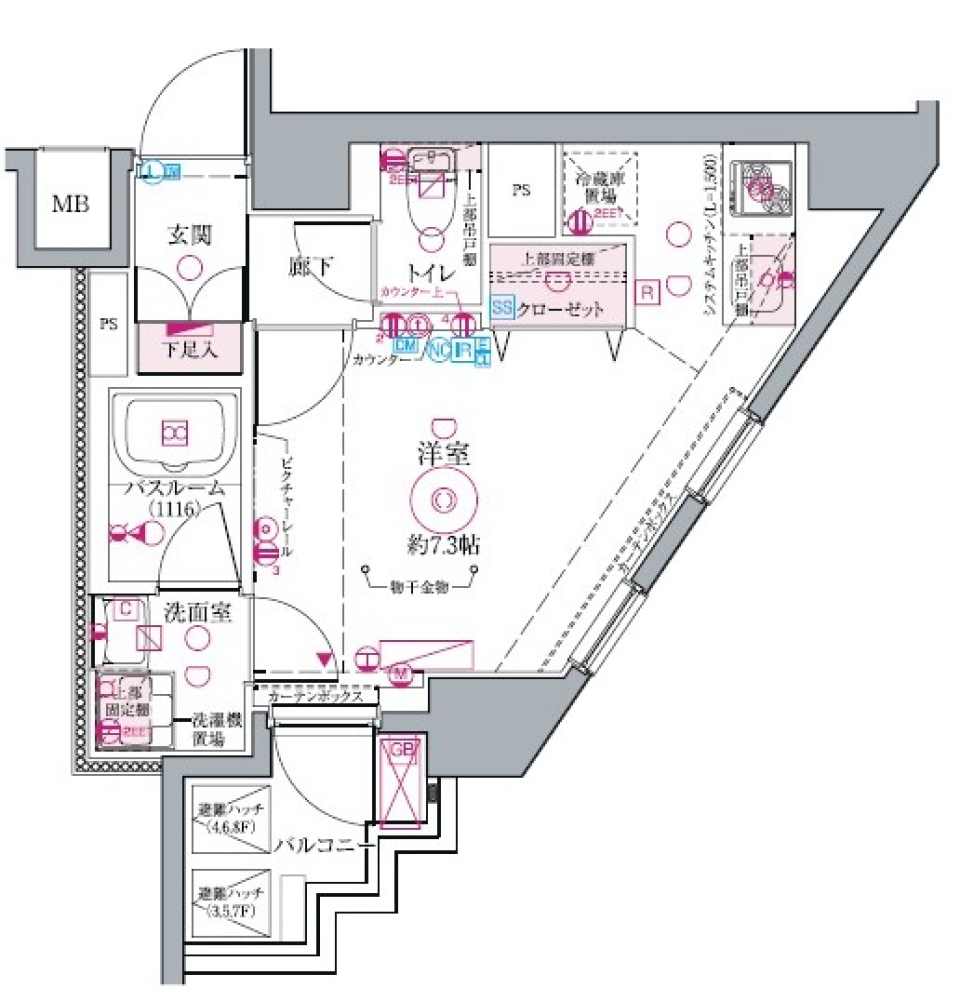 派手すぎないアクセントで魅せる　[ペット可]の間取り図