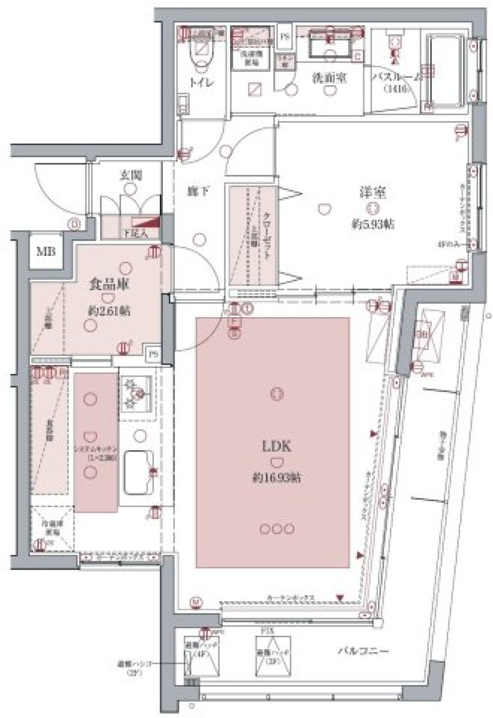 ラグディア高輪　２０１号室［ペット可］の間取り図