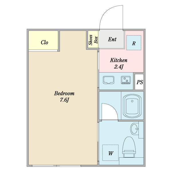 1Kの間取りです。