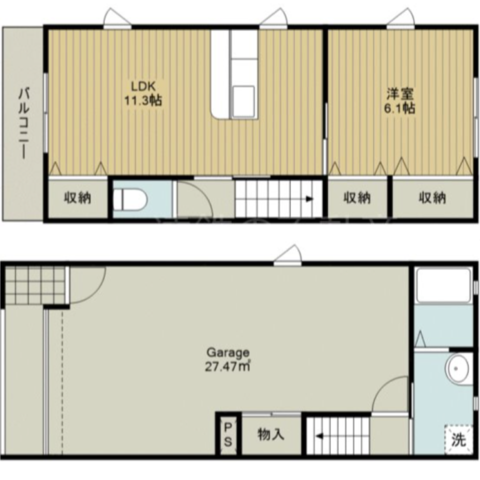 ガレージで紡ぐ愛車との時間［新築］の間取り図