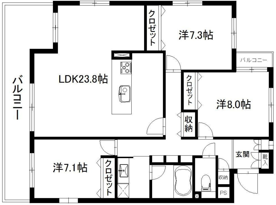 広いお部屋で快適に！の間取り図